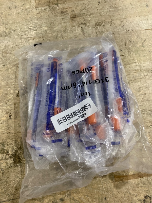 Photo 1 of 1ml Syringe with Cap, 31G 1/4" 6mm 1cc Syringes, Disposable Individual Package, Pack of 20