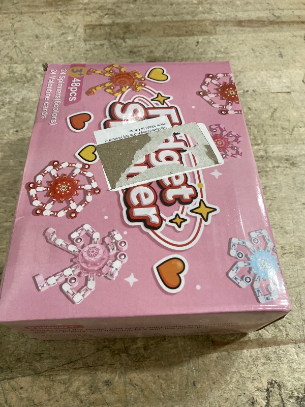 Photo 1 of 24PC Valentines Cards for Kids with 24PC Fidget Spinner,Funny Sensory Fidget Toys Deformable Chain DIY Robot Spinner,Fingertip Stress Relief Gyro Toy Sensory Toy Valentines for Class Party Favors