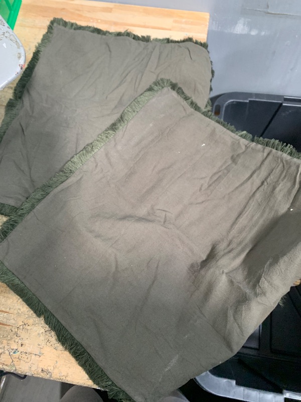 Photo 1 of 2 Pcs Dark Olive Green Pillow Covers Zip-up (Unknown Dimensions)