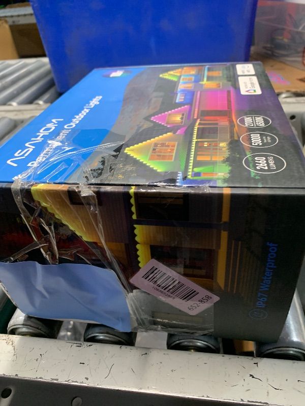 Photo 1 of (MISSING SOME LOGHTS AND CONNECTORS) ASAHOM AI Permanent Outdoor Lights S107B, 100FT with 72 RGBCW LED Lights, 30,000 Lighting Effect, Controller with Dual Output, Extend to 800FT, Cuttable for House Outdoor Decor Daily Lighting, Black