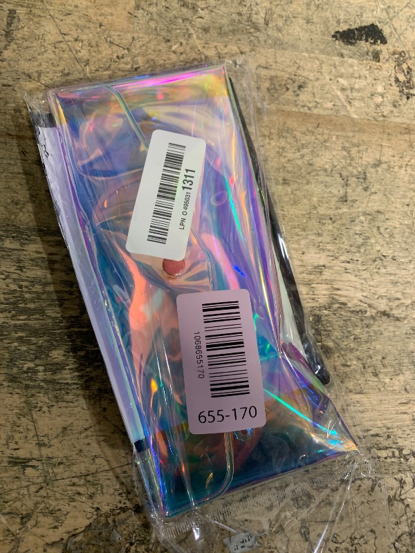 Photo 1 of **PARTIAL SET ONLY 1** Patelai 3 Pcs Holographic Makeup Bag Iridescent Pencil Pouch Clear Transparent Small Iridescent Waterproof Cosmetic Bag Make up Envelop Organizer Case Travel Clear Coin Purse for Women(Mixed Sizes)