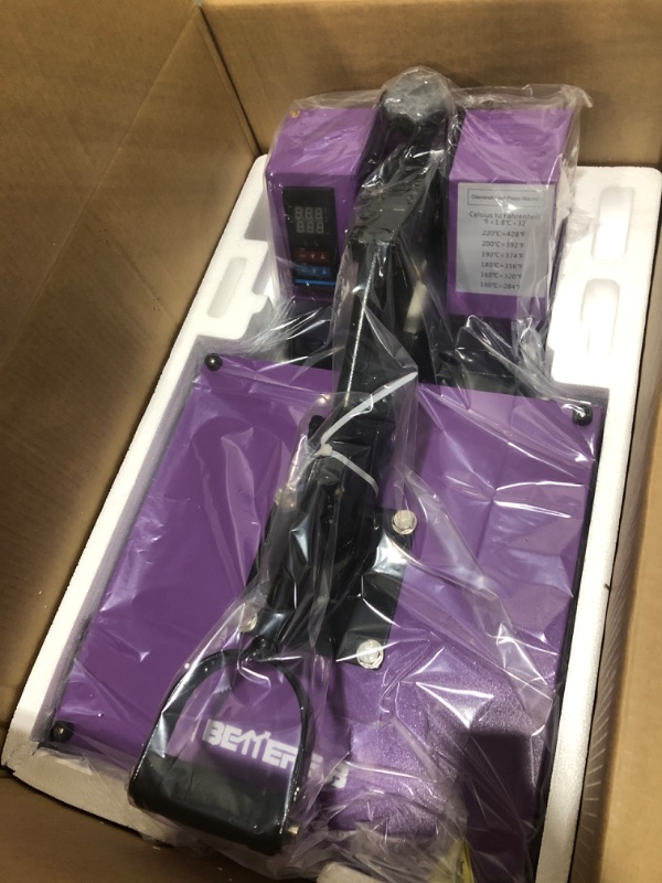 Photo 1 of **HEAVY** BetterSub 15‘’x15‘’ Industrial Heat Press Machine for T-Shirts, Sublimation, Transfers – Digital LCD Control, Teflon Surface, Clamshell Design, Safe & Durable - Purple