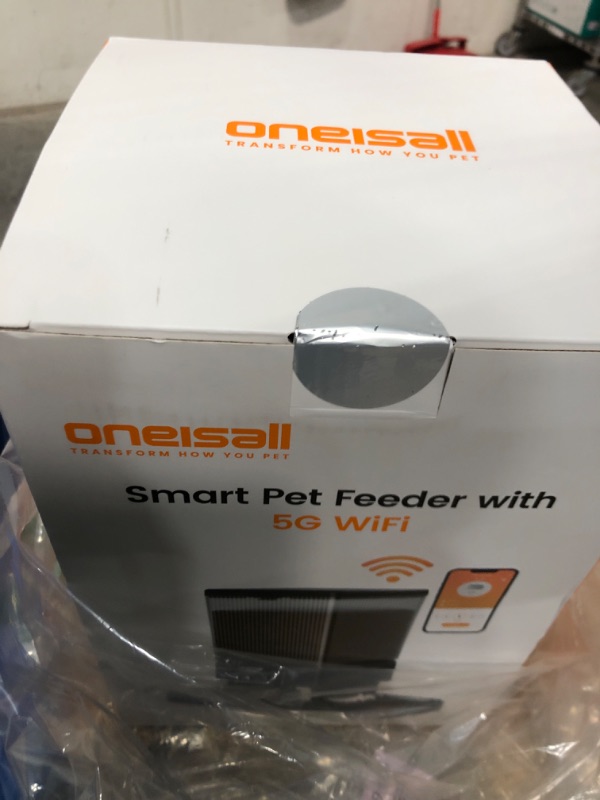 Photo 1 of **FACTORY SEALED** oneisall Automatic Cat Feeder with 5G WiFi, Automatic Cat Food Dispenser for 2 Cats Small Pets, 20 Cups/5L Timed Dry Food Dispenser with APP Control