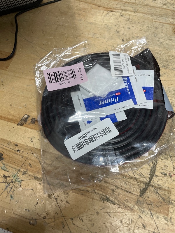 Photo 1 of 20FT Weather Stripping Door Seal, Self Adhesive D Shaped Weather Stripping, Black Seal Strip for Door Frame & Window (20Ft, 3/8" W X 1/4" T)