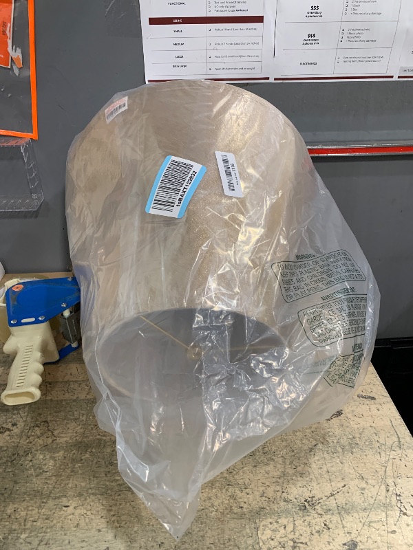 Photo 1 of **HAS DAMAGE (BENT)** Aspen Creative 32096, Hardback Empire Transitional Spider Shade in Gold Brown with Burlap Textured Fabric, 9" Top x 16" Bottom x 13" Slant Height