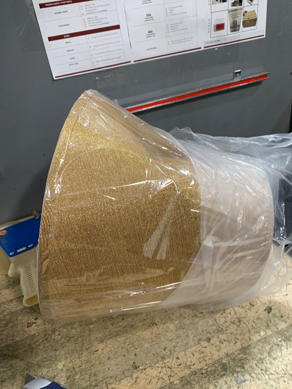 Photo 1 of **HAS DAMAGE (BENT)** Aspen Creative 32096, Hardback Empire Transitional Spider Shade in Gold Brown with Burlap Textured Fabric, 9" Top x 16" Bottom x 13" Slant Height