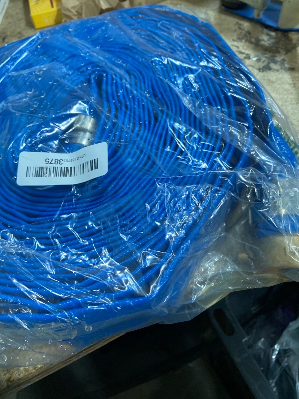 Photo 1 of 1-1/2" x 50? PVC Lay Flat Water Pump Discharge Hose With Aluminum Pin Lug Fittings, Heavy Duty Reinforced Pool Backwash Hose Assembly