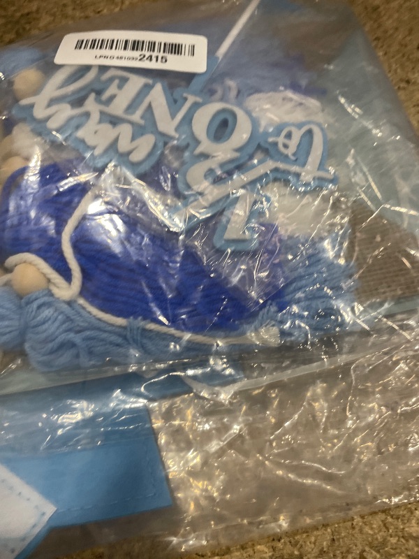 Photo 1 of 1/2 Birthday Boy Half Birthday Decorations – 4PCS Blue 6 Month Party Set with 1/2 Way to One Banner, Halfway High Chair Banner, Cake Topper and Hat for 6 Month Baby Boy Photo Shoot Decor