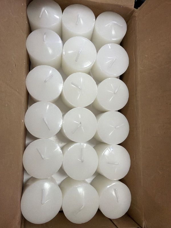 View 3 of 10 Hour White Votive Candles for Weddings Party Spa and Emergency, Set of 36 Unscented Bulk Candles for Restaurants and Home Decoration