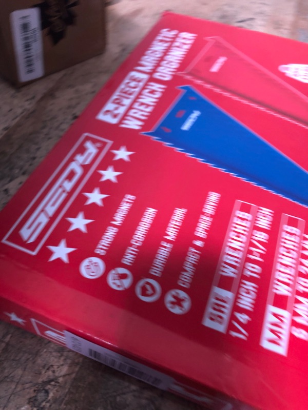 Photo 1 of 2-Pack Magnetic Wrench Organizer, 32-Slot Premium Wrench Rack Holder Tool Trays for Toolboxes Drawer Storage, SAE (1/4" - 1-1/16") & Metric (6mm - 24mm)