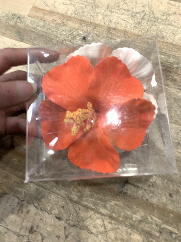 View 2 of 2 PCS Hawaiian Flowers Hair Clips, Hibiscus Flowers Hair Clip Beach Party Bohemian Flower Hair Accessories for Women Girls Dancer Bride Wedding Beach Party (Orange)