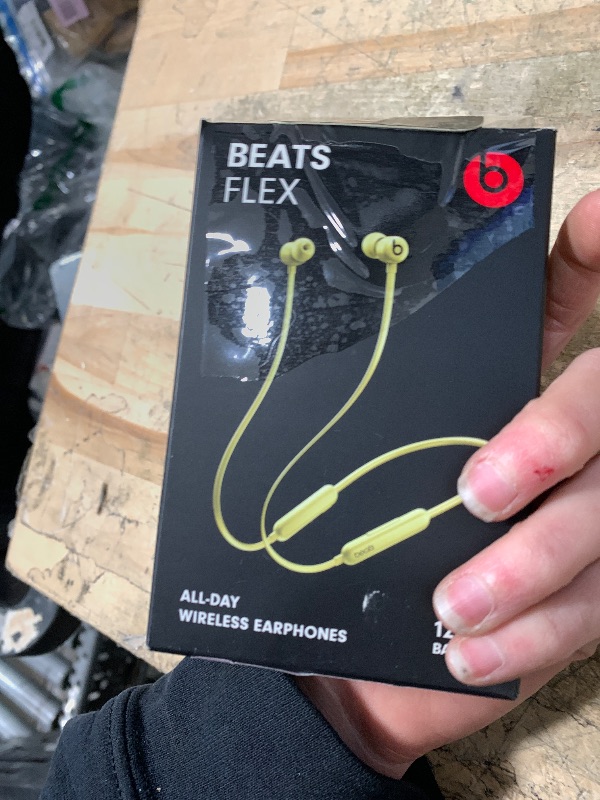 Photo 1 of ***FOR PARTS ONLY / NON-FUNCTIONAL*** Beats Flex Wireless Earbuds - Apple W1 Headphone Chip, Magnetic Earphones, Class 1 Bluetooth, 12 Hours of Listening Time, Built-in Microphone - Yuzu Yellow