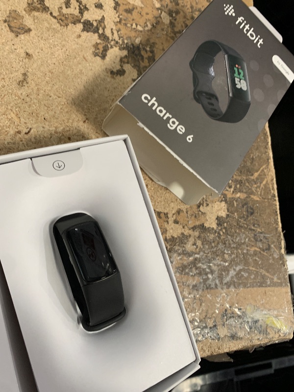 Photo 1 of (UNTESTED) Fitbit Charge 6 Fitness Tracker with Google apps, Heart Rate on Exercise Equipment, 6-Months Premium Membership Included, GPS, Health Tools and More, Obsidian/Black, One Size (S & L Bands Included)