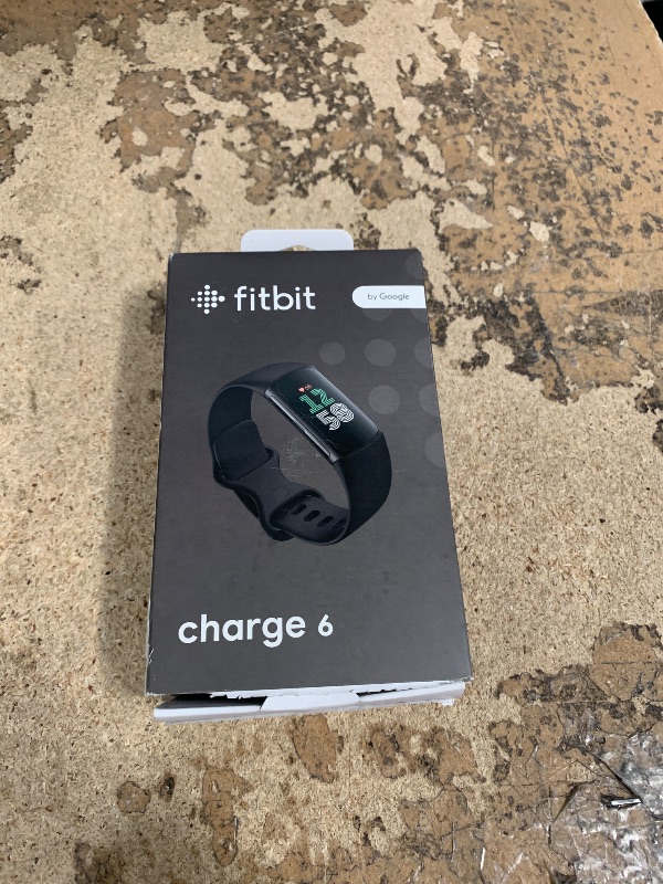 Photo 1 of (UNTESTED) Fitbit Charge 6 Fitness Tracker with Google apps, Heart Rate on Exercise Equipment, 6-Months Premium Membership Included, GPS, Health Tools and More, Obsidian/Black, One Size (S & L Bands Included)