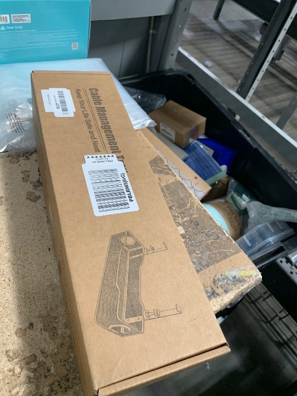 Photo 1 of [Upgraded] Under Desk Cable Management Large, Cinati 16" Cable Management Box for Table Thickness up to 3", Wire Cord Organizer with Clamp No Drill, No Damage to Desk (White)