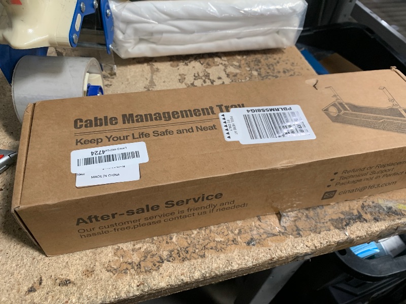 Photo 1 of [Upgraded] Under Desk Cable Management Large, Cinati 16" Cable Management Box for Table Thickness up to 3", Wire Cord Organizer with Clamp No Drill, No Damage to Desk (White)