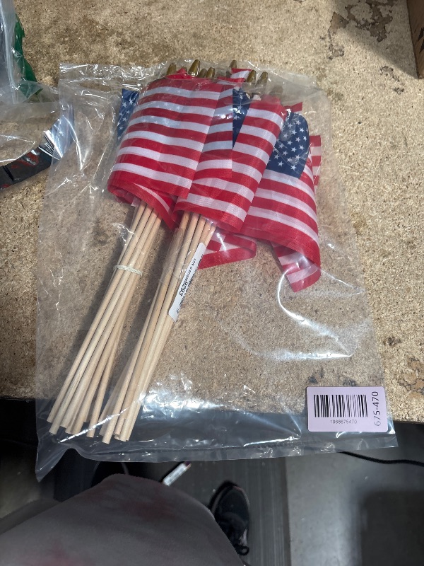 Photo 1 of 12 Pack Small American Flags on Stick Small US Flags/Mini American Flags for Outside 4x6 Inch American Hand Held Stick Flags with Kid-Safe Spear Top, Patriotic Veterans Day Decorations, 4th of July Decorations