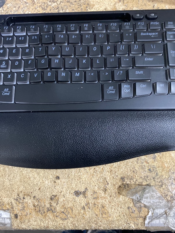 Photo 1 of ***KEYBOARED ONLY***   SABLUTE Wireless Keyboard and Mouse Combo - Ergonomic Wave Keyboard with Soft Leather Wrist Rest, Phone Holder, Rechargeable, RGB Backlit Mouse, Full-Size Set for Windows/Mac/Computer (Black)