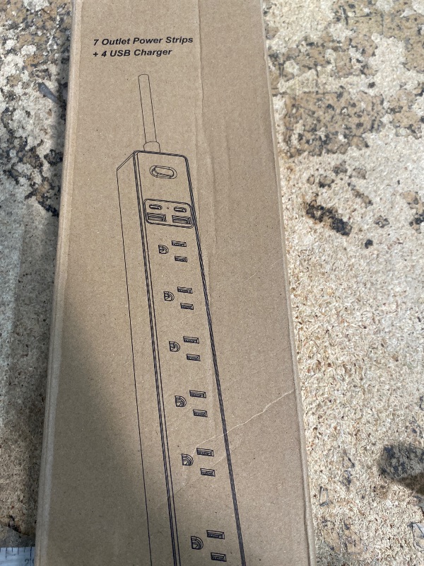 Photo 1 of 10 Ft Power Strip Surge Protector - 7 Outlets 4 USB Ports (2 USB C), Ultra Thin Flat Extension Cord & Flat Plug, 1700 Joules, Wall Mount, Desk Charging Station for Home Office Dorm, Black