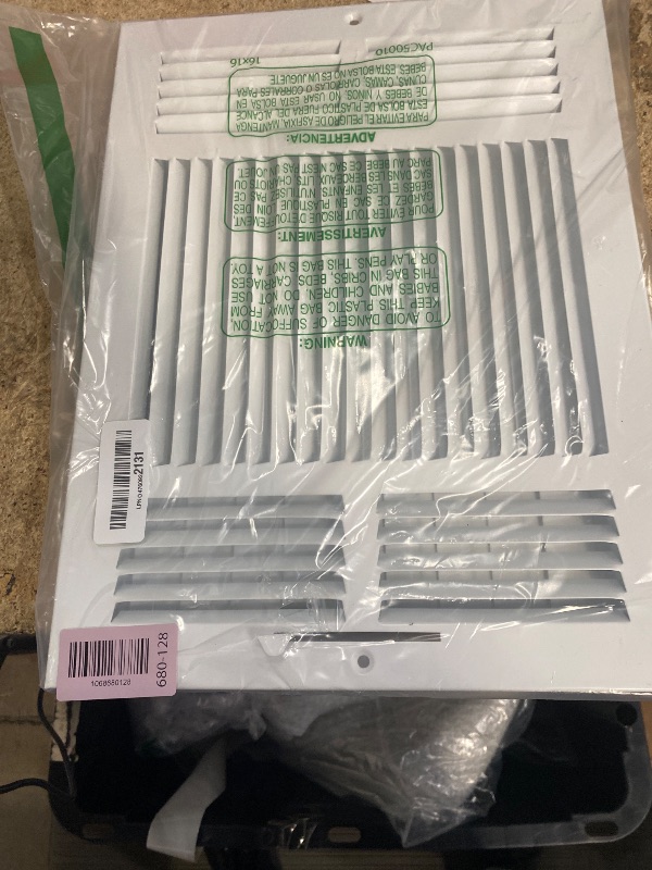 Photo 1 of 14" X 10" 3-Way AIR Supply Grille - Vent Cover & Diffuser - Flat Stamped Face - White [Outer Dimensions: 15.75"w X 11.75"h]
