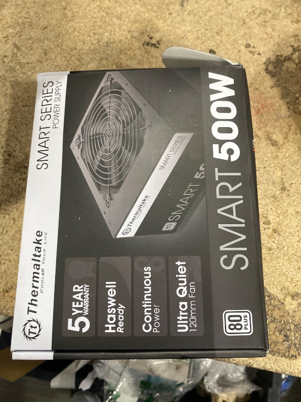 Photo 1 of **FOR PARTS ONLY / NON-FUNCTIONAL*** Thermaltake Smart 500W 80+ White Certified PSU, Continuous Power with 120mm Ultra Quiet Cooling Fan, ATX 12V V2.3/EPS 12V Active PFC Power Supply PS-SPD-0500NPCWUS-W