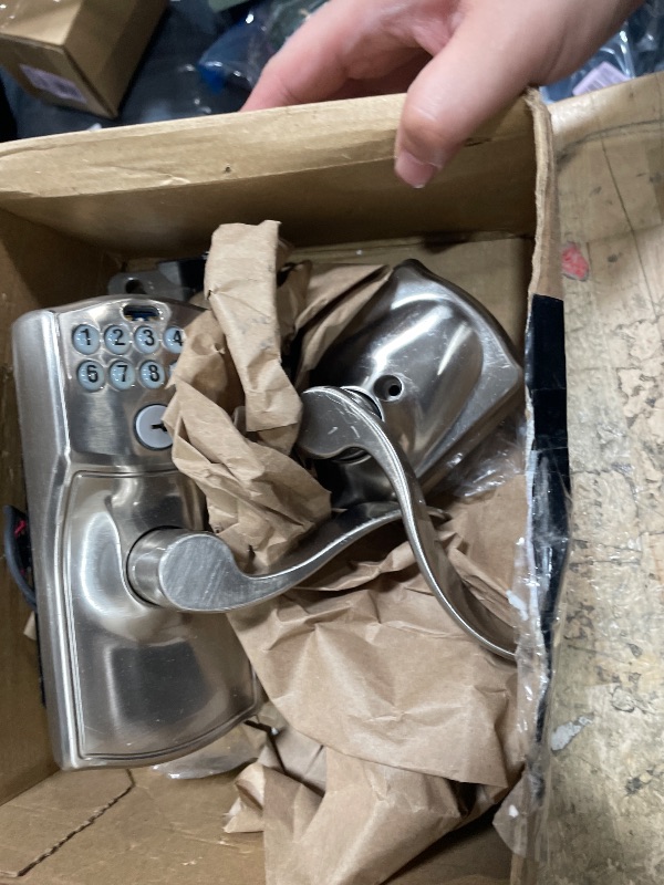 Photo 1 of ***MISSING PARTS***
SCHLAGE FE595 CAM 626 ACC Camelot Keypad Entry with Flex-Lock and Accent Levers, Brushed Chrome