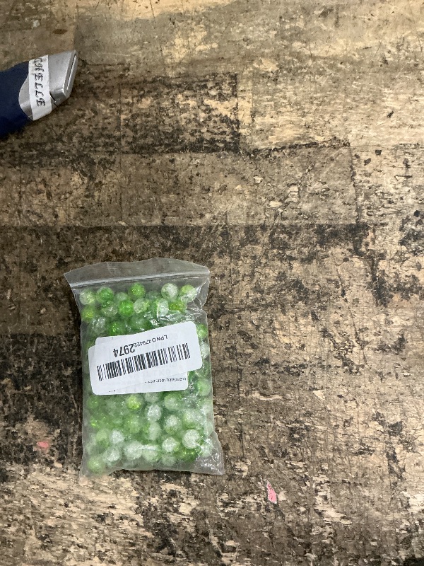 Photo 1 of 100Pcs 10mm Crackle Glass Beads for Jewelry Making - Round Spacer Crystal Beads Bulk, DIY Craft Supplies for Necklace Bracelet Earrings (Leaf Green Transparent)
