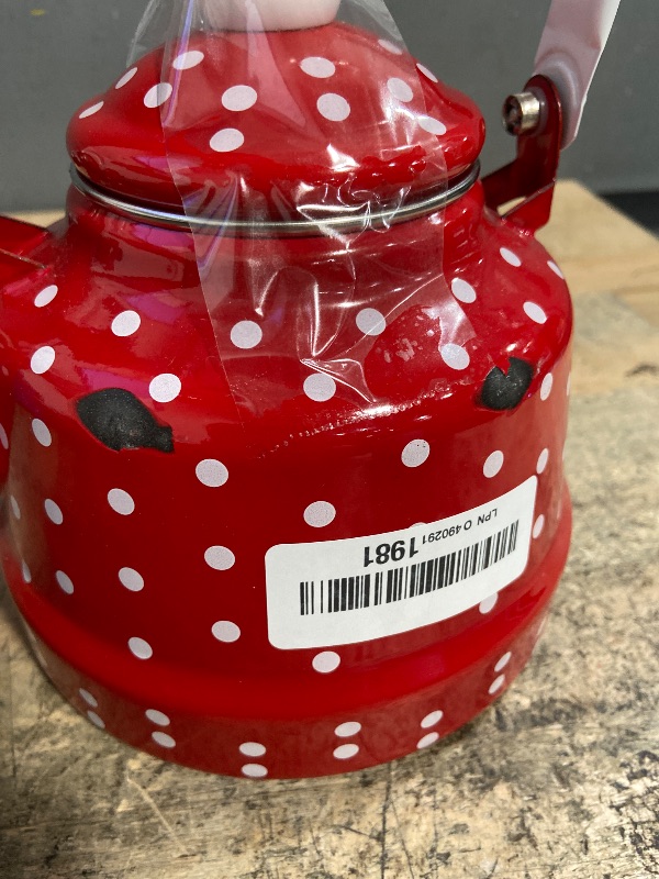 Photo 1 of 1.8Quart Vintage Enamel Tea Kettle Stovetop for Kitchen,Small Tea Pot for Stove Water Kettle with Red White Spots,Hot Water Teapot Coffee Pot for Gas,Induction,Electric,Housewarming Gift(No Whistling)