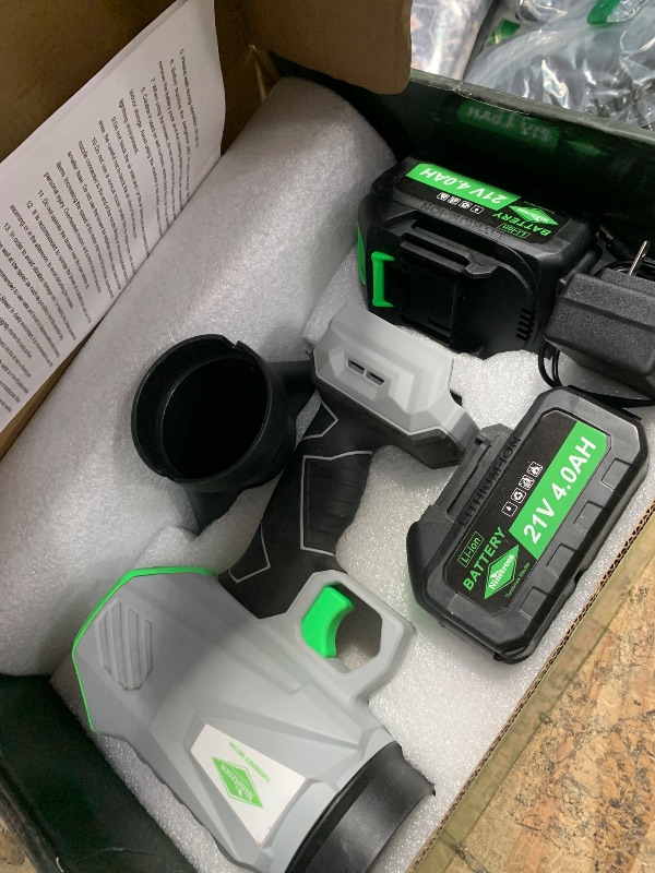 Photo 1 of ***MISSING ATTACHMENTS***Leaf Blower Cordless with Battery and Charger,1000,000 RPM, 395CFM 1000G Power, Lightweight Handheld Design, Extended Nozzle,Blower for Patio Cleaning,Car Blowing Water, Blowing Leaves and Dust