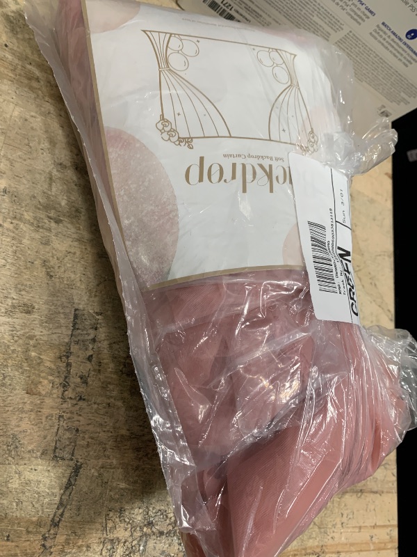 Photo 1 of 10ft x 10ft Dusty Rose Backdrop Curtain with Lights String for Parties, Sheer Tulle Wedding Photo Backdrops Drapes for Baby Shower Birthday Party Decorations Background for Photography