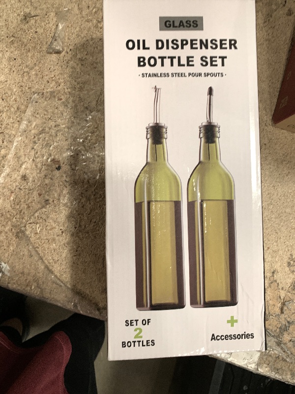 Photo 1 of **Only one** COOLMI Oil and Vinegar Dispenser Set - 17oz/500ML Premium Glass Olive Oil Dispenser Bottles for Kitchen, Oil Dispenser for Kitchen (Olive)