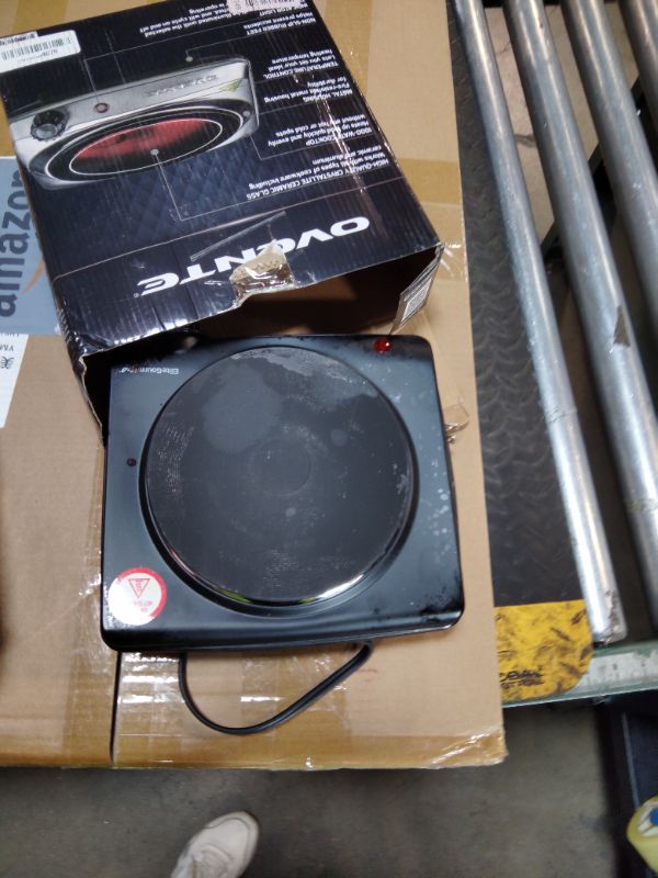 Photo 1 of ***DIRTY/ HEAVILY USED *** OVENTE Countertop Infrared Single Burner, 1000W Electric Hot Plate with 7” Ceramic Glass Cooktop, 5 Level Temperature Setting & Easy to Clean Base, Compact Stove for Home Dorm Office, Silver BGI101S