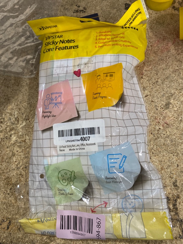 Photo 1 of (24 Pads) Sticky Notes 3x3 in Post, 12 Bright Colors Self-Stick Note Pads it, Strong Adhesive, Easy to Post for Home, Office, Notebook