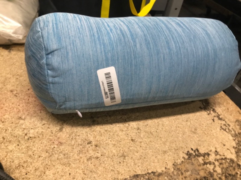 Photo 1 of 1 MIDDLE ONE Round Cylinder Bolster Pillow with Removable Cooling Cover, Tube Roll Cervical Pillow for Head, Neck, Back and Legs Support, 13"x 6", Blue