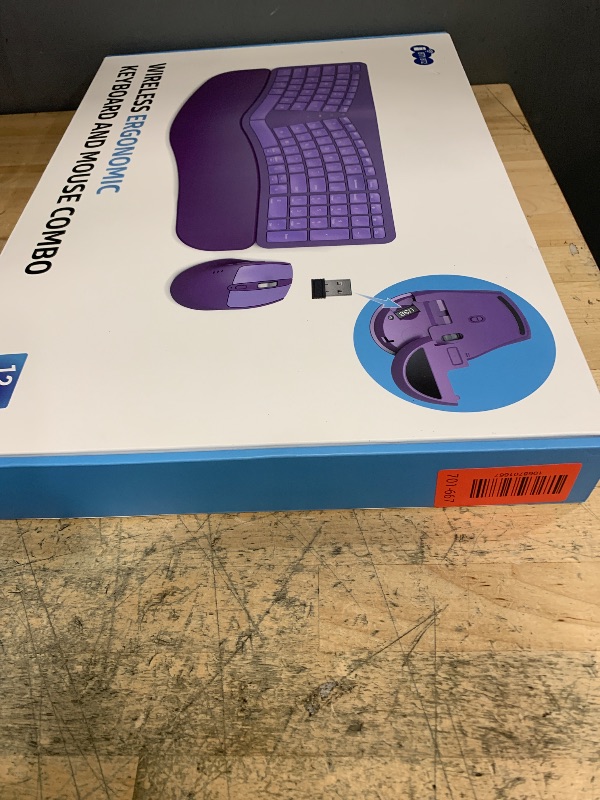 Photo 1 of **FOR PARTS ONLY**
MK960 Ergonomic Wireless Keyboard Mouse Combo, Bluetooth/2.4G Split Design Keyboard with Palm Rest and 4 Level DPI Adjustable Wireless Mouse Multi-Device, Rechargeable, for Windows/Mac/Android(Purple)