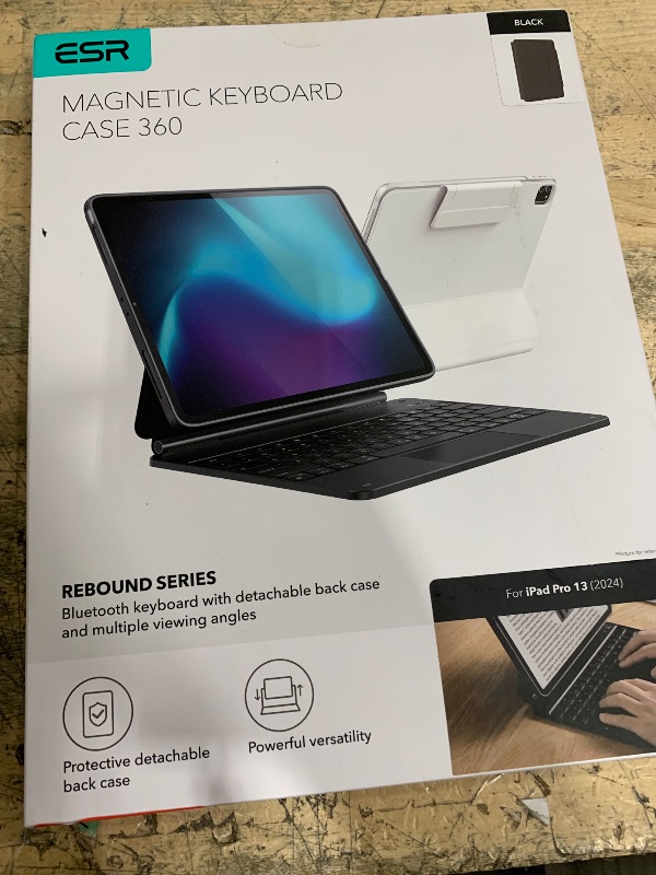 Photo 1 of ESR iPad Pro 13 Inch Case with Keyboard (M5/M4, 2025/2024), iPad Pro 13 Keyboard Case with Easy-Set Magnetic Stand, Portrait/Raised Modes for iPad Pro 13, Removable, Rebound 360 Series, Black