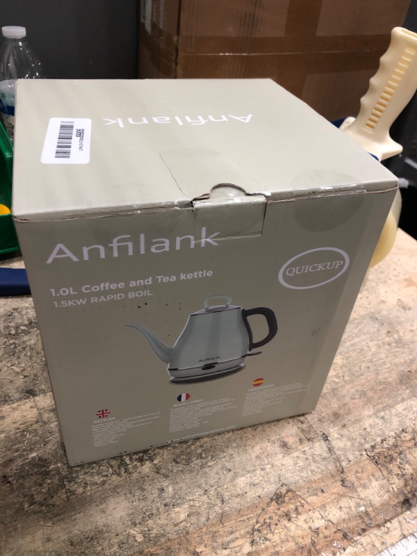 View 2 of Anfilank Electric Gooseneck Kettle, 1L 1500WFast Boil, 100% Stainless Steel BPA Free Pour-Over Coffee & Tea Kettle,Water Boiler with Auto Shut & Boil-Dry Protectio,Green