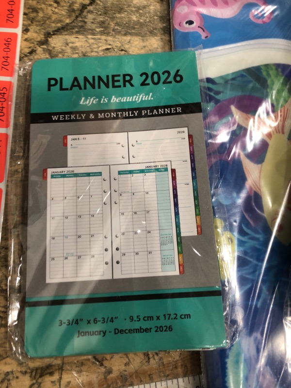 Photo 1 of 2026 Planner Refills - Weekly Monthly Refills with 6 Punched Holes from January to December, 3.8'' x 6.4'' Pocket Calendar Inserts