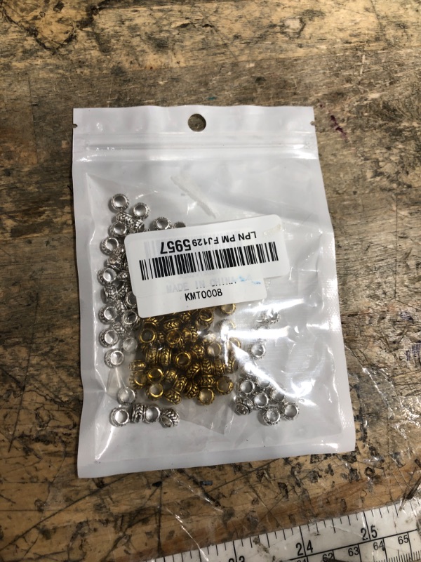 Photo 1 of 100pcs Tibetan Alloy Large Hole Rondelle Spacer Beads European Tube Spacers Column Loose Beads Jewelry Beads Spacers for Bracelet DIY Jewelry Making(7.5×4.5mm, Hole:4.5mm)