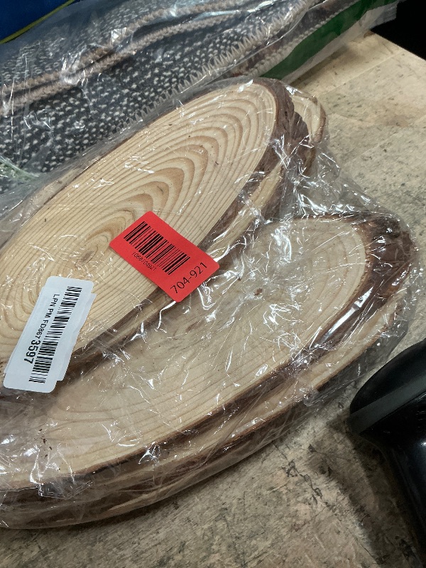 Photo 1 of 10 PCS Oval Wood Slices, Length 12 Inch and Width 3.9-4.7 Inch Craft Wooden Slices, Unfinished Wood Slices for DIY Wedding