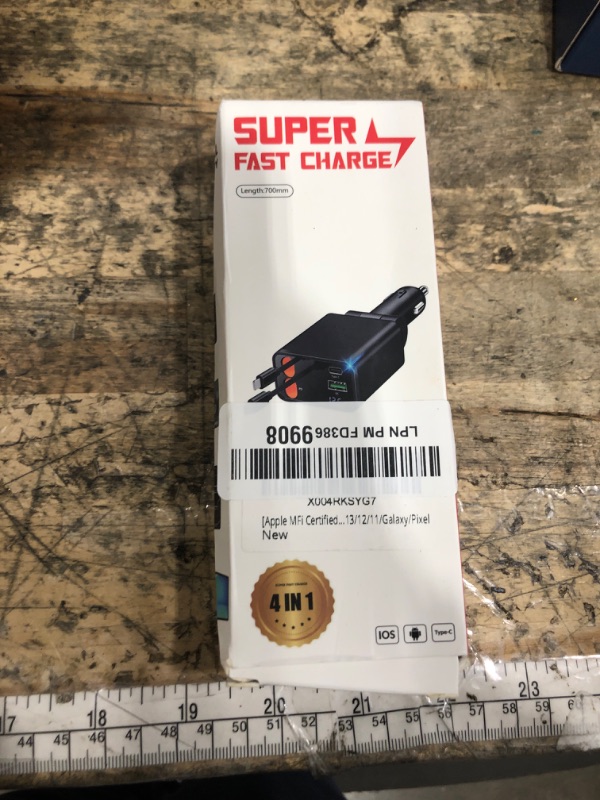 Photo 1 of [Apple MFi Certified] Retractable Car Charger, Linocell 120W USB C Car Charger 4 in 1 PD/QC Type C Fast Charging Cigarette Lighter Adapter for iPhone 17/17 Pro Max/16/15/14/13/12/Galaxy S25/S24/Pixel