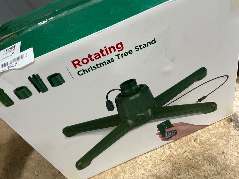Photo 1 of (2025 Upgrade) Rotating Christmas Tree Stand with Remote Control, Stable 360 Revolving Tree Base Stand, Up to 7.5ft 90lb. Adjustable Christmas Tree Holder for Xmas Tree, Artificial Tree (Green)