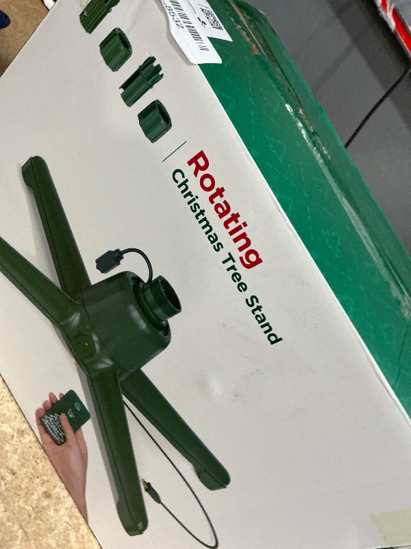 Photo 1 of (2025 Upgrade) Rotating Christmas Tree Stand with Remote Control, Stable 360 Revolving Tree Base Stand, Up to 7.5ft 90lb. Adjustable Christmas Tree Holder for Xmas Tree, Artificial Tree (Green)