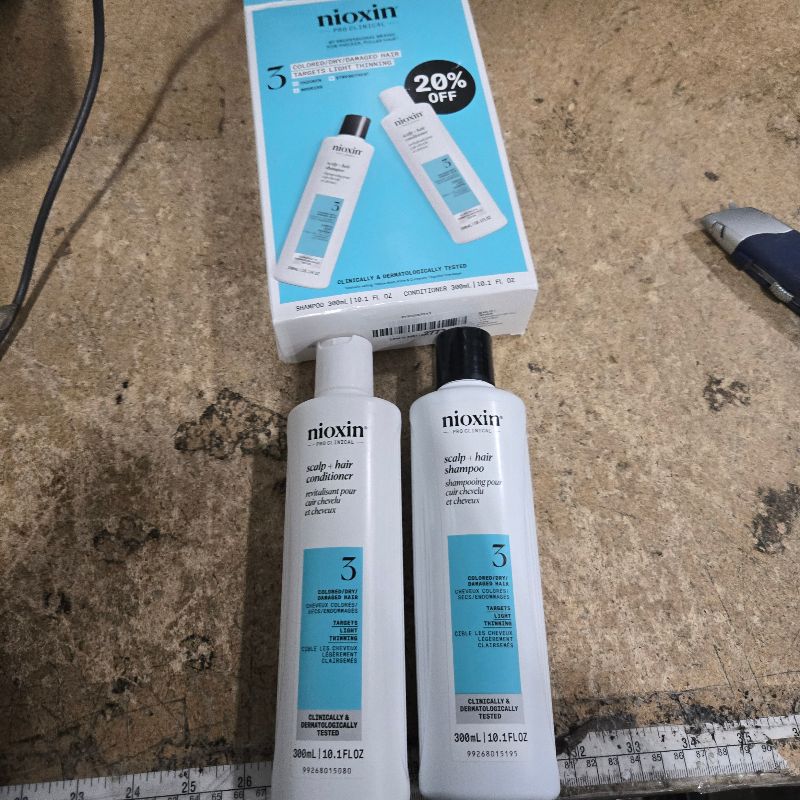 Photo 1 of **HALF EMPTY** Nioxin Duo Kit | System 3 Scalp + Hair Thickening Shampoo & Conditioner, 10.1 Fl Oz Each | For Colored, Dry, & Damaged Hair with Light Thinning