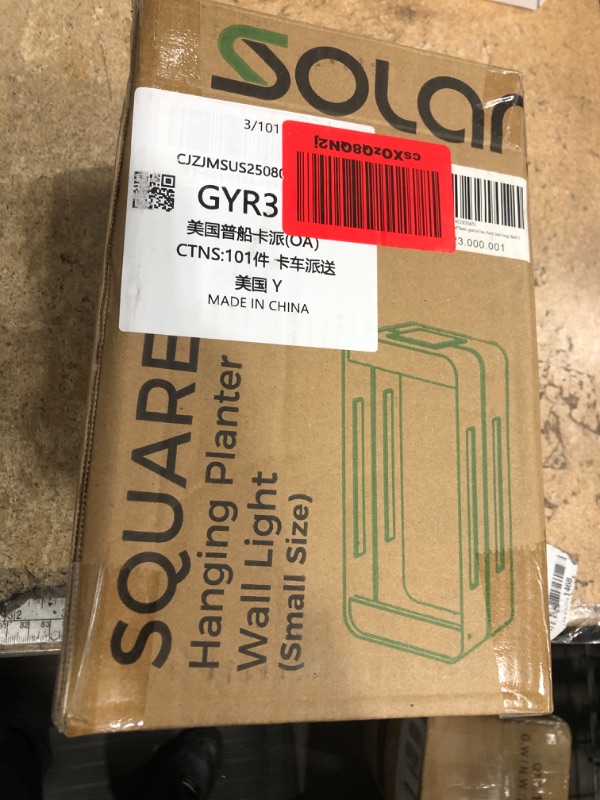 Photo 1 of Grand patio Outdoor Solar Wall Sconce Shelf Planter, Decor LED Waterproof Wall Light Lamp with Woodgrain for Patio, Porch, Solar Energy, Black (S-Rectangle)