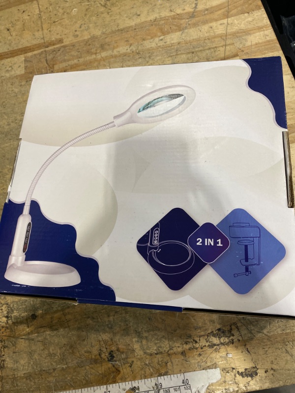 Photo 1 of 10X Magnifying Glass with Light and Stand, LED 5 Color Modes, Brightness Stepless Dimming Lighted Magnifier Hands Free with Flexible Goose-neck Desk Clamp Lamp for Close Works, Crafts, Hobby, Painting