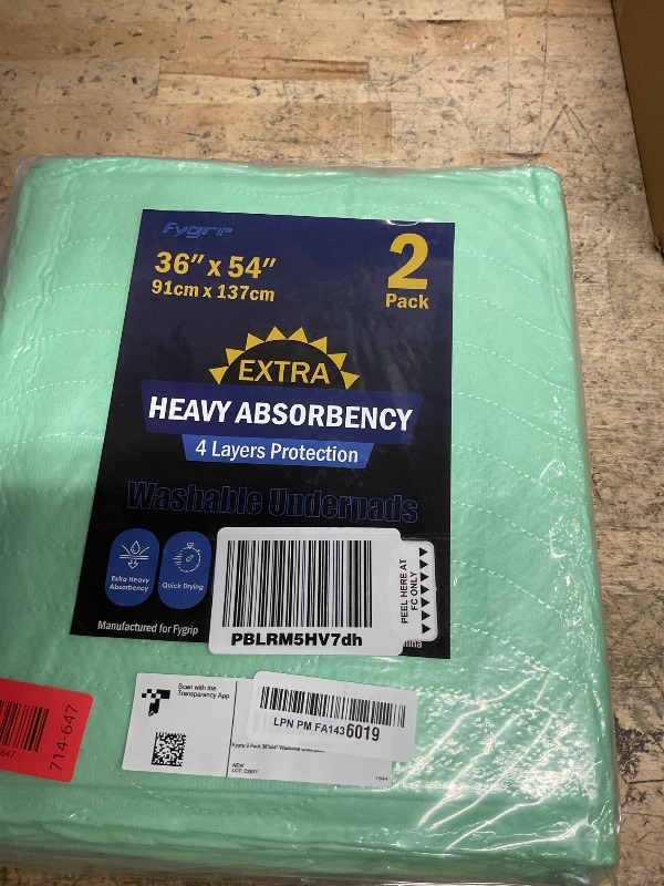 Photo 1 of 2 Pack 36” x 54” Extra Heavy Absorbency Washable Underpads, Waterproof Nursing Pads Incontinence Bed Pads, Reusable Washable Pee Pads for Dogs, Diaper Changing & Adults, Mattress Protector