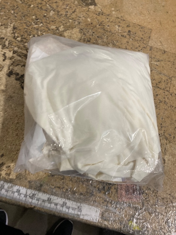 Photo 1 of 1 Pack Ivory Table Clothes for 4 Foot Rectangle Tables, One-Piece Wrinkle Resistant Stretch Spandex Table Covers with Skirt for Event Banquet Wedding Birthday Party