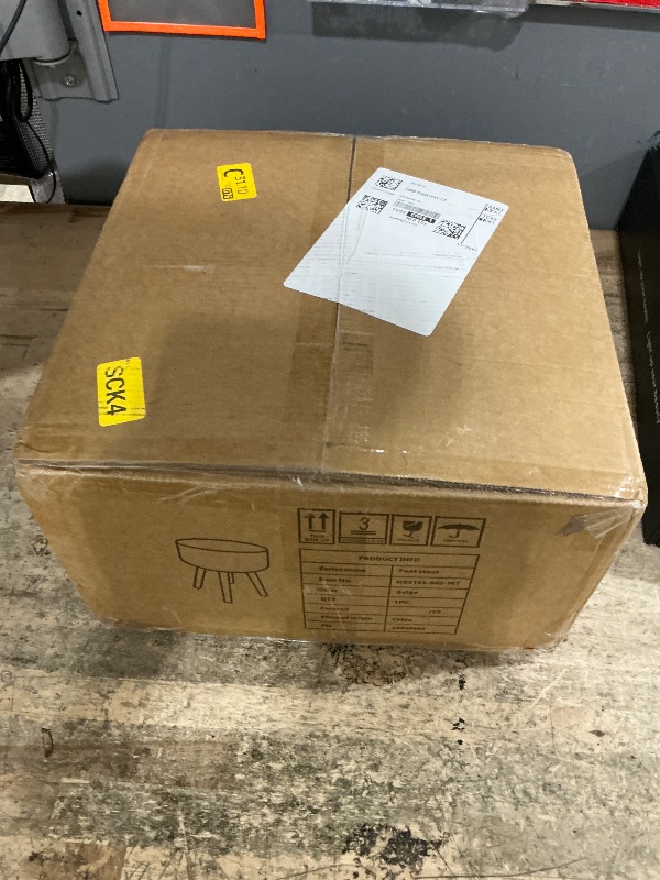 Photo 1 of LGENHOOM Round Foot Stool Ottoman with Storage Footrest with Wood Legs Cotton Knitted Vanity Stool Tray Top Coffee Table Multifunctional Upholstered Footstool for Living Room Bedroom White