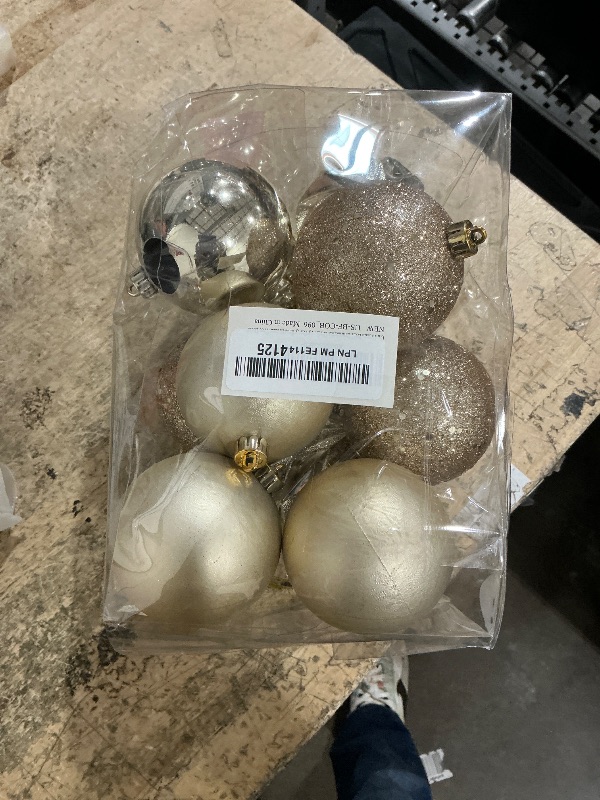 Photo 1 of ***MINOR DAMAGE (PAINT CHIPPING)***12PCS 3.15" Christmas Ball Ornaments Shatterproof Champagne Christmas Tree Decorations Xmas Tree Balls Halloween Ornaments Décor